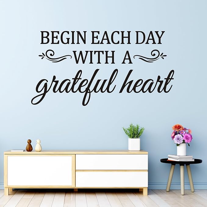 Inspirational Home Quotes Wall Decals: Family Vinyl Art Wall Stickers for Living Room Kitchen - Begin Each Day 36.2" X 19"
