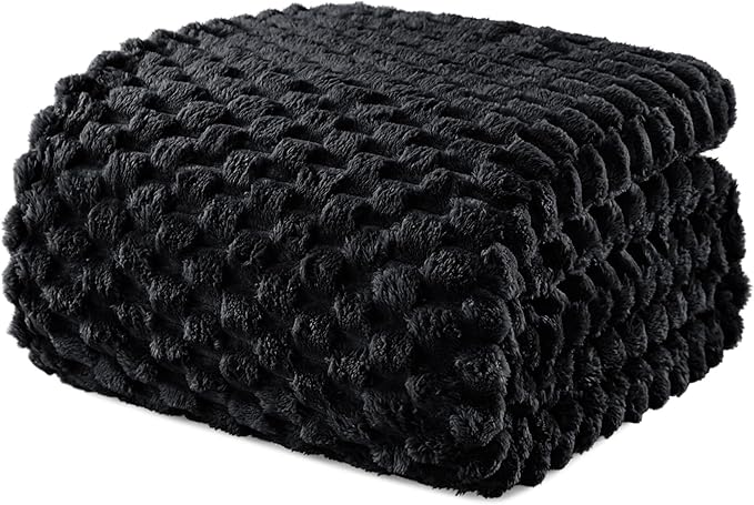 Exclusivo Mezcla Fleece King Blanket for Bed, Extra Large Fuzzy Black Bed Blankets, Soft Cozy Plush Sofa Throws for All Seasons, 90x104 Inches
