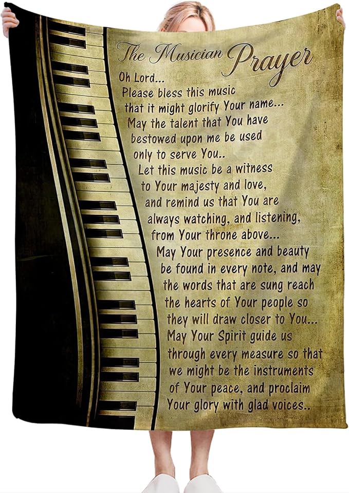 Piano Music Blanket Musician Prayer Throw Blankets Piano Keys Decor Stuff Cozy Flannel Fleece Soft Plush Fuzzy Warm Lightweight Bedding Gifts for Women Girls Kids 50"X40"