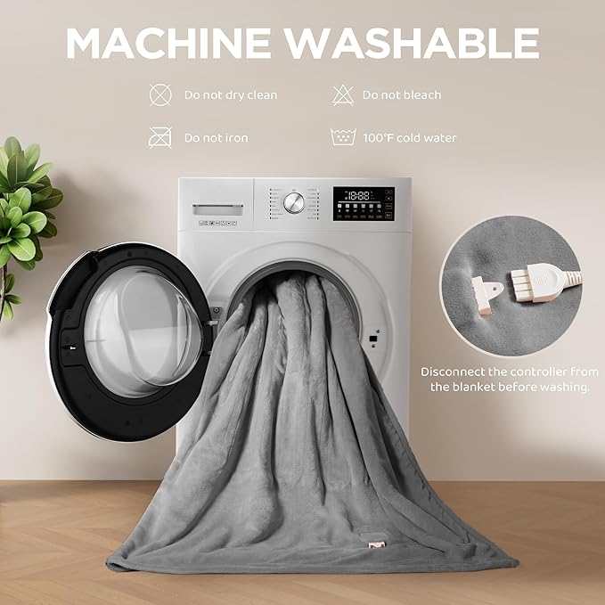 Heated Blanket Twin Size - Single Controllers Electric Blanket Twin with 9 Heat Settings & 10 Hour Auto Off,Overheat Protection,Machine Washable 62"x84" (Dark Gray)
