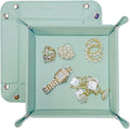 UnionBasic Valet Tray, Jewelry Tray for Rings Earrings, Entryway Catchall Caddy for Coins Keys Change, Nightstand Organizer Bedside Valet Holder, Trays for Electronic Gadgets, Lychee Mint Green