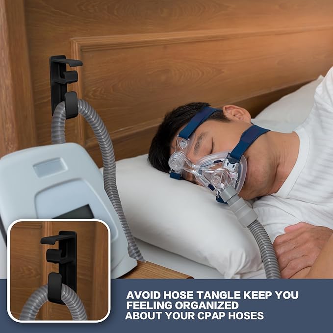 CPAP Hose Holder Hanger cpap Mask Hook & Tubing Holder for Bed with Anti-Skid Function Avoids Hose Tangle and 4 Removable Refill Strips（Damage-Free Hanging） cpap Machine Supplies