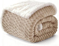 Sherpa Throw Blanket for Couch Flannel Cozy Soft Thick Blanket Warm Twin Blanket for Bed Fleece Home Decor Gifts, Z01 - Beige, 80"*90"