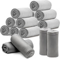 12PCS Fleece Throw Blankets Bulk 60 x 50 in Soft Blankets Fabric Warm Lightweight Wool Blanket Cozy Coverlet for Beds Sofas Home Wedding Season(Light Gray)
