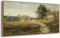 DJSYLIFE Framed Canvas Wall Art, Vintage Country Path Landscape Prints, Large Pictures for Living Room Bedroom Wall, Classical Artwork Farmhouse French Countryside Decor 20x40 Inch