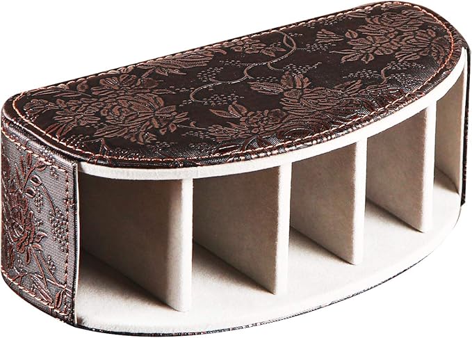 Leather Remote Control Holder,Universal TV Remote Organizer with 5 Compartments,Desktop or Bedside Table Organizer for DVD,Blu-Ray,Gaming and Streaming Remotes,Glasses and Accessories(Antique)