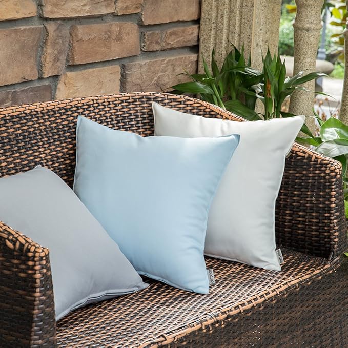 MIULEE Pack of 2 Decorative Outdoor Waterproof Pillow Covers Square Garden Cushion Sham Throw Pillowcase Shell for Spring Patio Tent Couch 16x16 Inch White