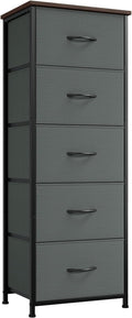 Somdot Tall Dresser for Bedroom with 5 Drawers, Storage Organizer Chest of Drawers with Removable Fabric Bins for Closet Bedside Living Room Laundry Entryway Hallway, Charcoal Grey