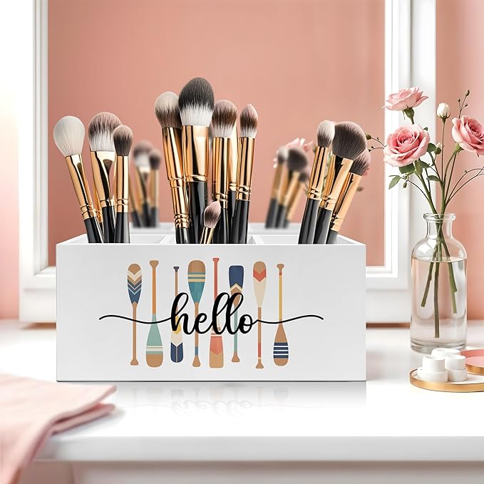 Lake Decor Pen Pencil Holder, Lake House Decor, Lakes Gifts for Women Men, Retro Colorful Paddle Pencil Pen Holder Organizer for Home Office Desk Accessories
