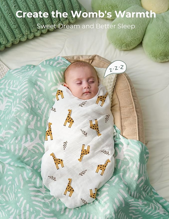Momcozy Muslin Swaddle Blankets, 4-Pack Breathable and Skin-Friendly Receiving Blankets for Boys, Best Wishes Swaddle Blanket Shower Gifts & Baby Registry Essentials, Large 47"x47", Bravery