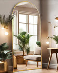 Floor Mirror, Full Length Mirror with Stand, Arched Wall Mirror, 27"x71"Mirror Full Length, Gold Floor Mirror Freestanding, Wall Mounted Mirror for Bedroom Living Room, Gold