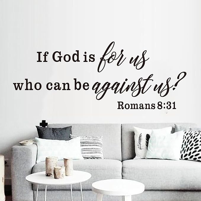 Bible Verse Wall Decals for Bedroom: Christian Quotes Inspirational Living Room Vinyl Art Wall Stickers - If God is for Us Who can be Against US 41" X 16"