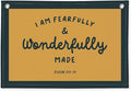 Kids Room Decor - Bible Verse Wall Hanging, 'I am Fearfully and Wonderfully Made' Linen Banner, Canvas Decoration for Classroom, Nursery - Retro