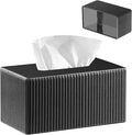 PUSU Plus Rectangular PU Leather Tissue Box Cover with Buckle Bottom - Modern Facial Tissue Dispenser Holder for Bathroom Vanity, Bedside Table, Bedroom, Office & Home Decor