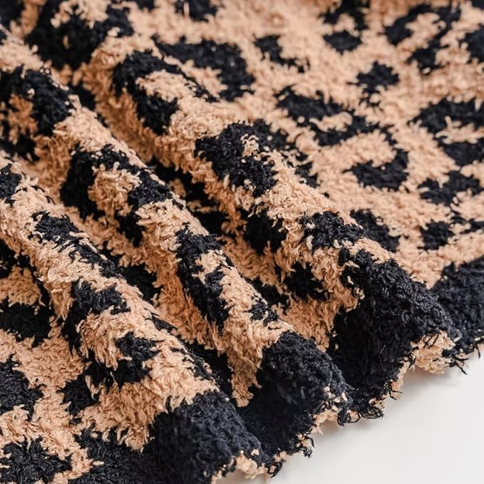 Ultra Soft Leopard Throw Blanket, Cozy Warm Reversiable Luxury Fluffy Blanket Throw Cheetah Blanket Leopard Pattern Throw for Couch Bed Sofa, 51x63 inches, Black Brown