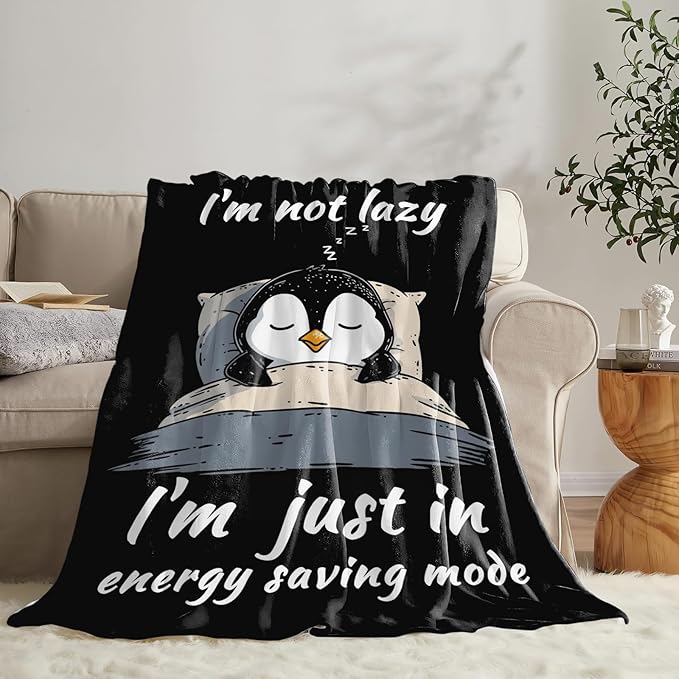 Penguin Blanket for Girls Women Boys Men Adults Kids Soft Cozy Fleece Sleeping Penguin Throw Blankets Gifts Warm Flannel Plush Lightweight Decor for Couch Bed Sofa 80"X60"