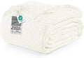 Utopia Bedding Ivory 100% Cotton Waffle Blanket 300 GSM [Queen - 90x90 Inch] Soft Lightweight Breathable Bed Blanket for All Season