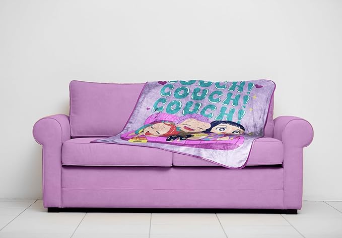 Jay Franco Kids Plush Throw Blanket – Ultra Soft Cozy Plush Fleece for Bed, Couch, Sofa, Home Décor, Official Licensed Huntrix, Purple - Kpop Demon Hunters, 40x50 - Travel Throw