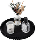 Round Bathroom Tray Silicone Kitchen Counter Decor Vanity Organizer Decorative Coffee Table Tray for Perfume, Candle, Soap Dish, 9 Inch, Black