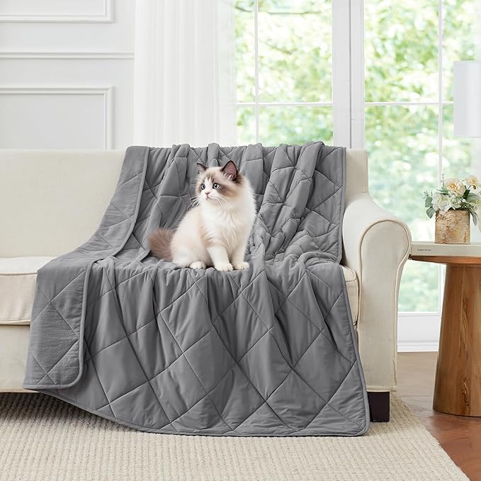 Cozy Bliss Cooling Blanket for Kids Hot Sleepers, Q-Max 0.45 Cooling Comfort, Cold Blankets for Night Sweats Sleeping, Ultra-Cool Lightweight Breathable Blanket for Travel, Glacial Grey 40"x60"