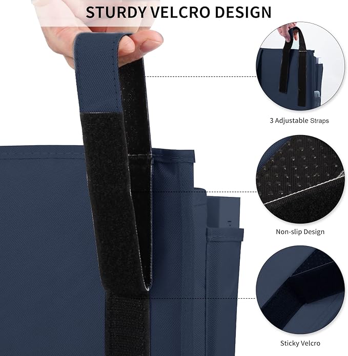 Joyfulife Bedside Caddy Bunk Bed Organizer Bedside Storage Organizer Hanging Bedside Storage Bag Pocket for Bunk, Hospital Beds, College Dorm Rooms, Baby Bed Rails, Camp 8 Pockets (Dark Blue)