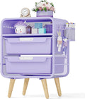 Kids Nightstand,Girls Bedside Table,Night Side Table,Kids Night Stand,End Tables Bedroom,Purple Cute Nightstand with Storage Drawer for Girls