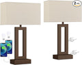 Seealle Bedroom Lamps for Night Stands - Touch Control, 3 Way Dimmable, USB C+A Charging, LED Bulbs, Easy Assembly(Yellow&Brown)