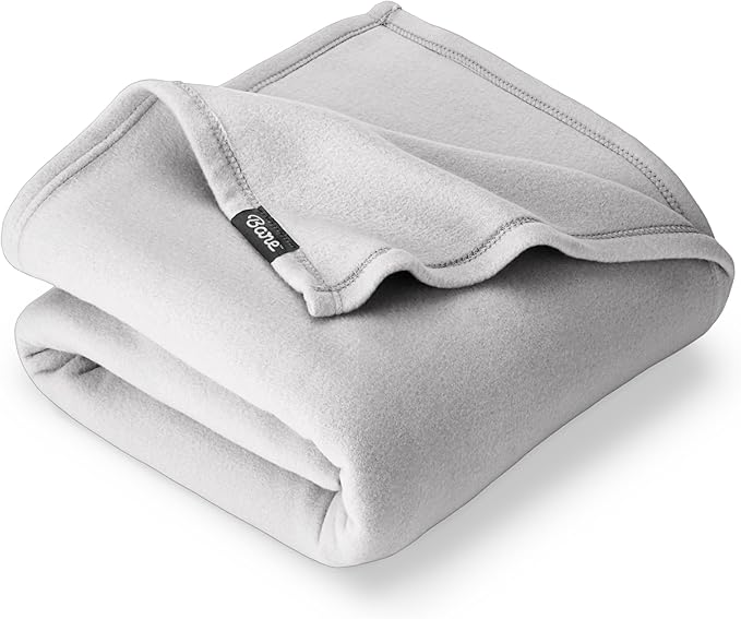 Bare Home Polar Fleece Blanket - Full/Queen - Light Grey - Warm & Cozy - Premium Fleece - Throw for Bed, Sofa, Camping, Travel and Cold Nights - Lightweight Blanket (Full/Queen, Light Grey)