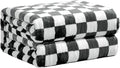 FY FIBER HOUSE Black and White Checkered Throw Blanket for Couch Soft Cozy Checker Blankets, 50"x60"