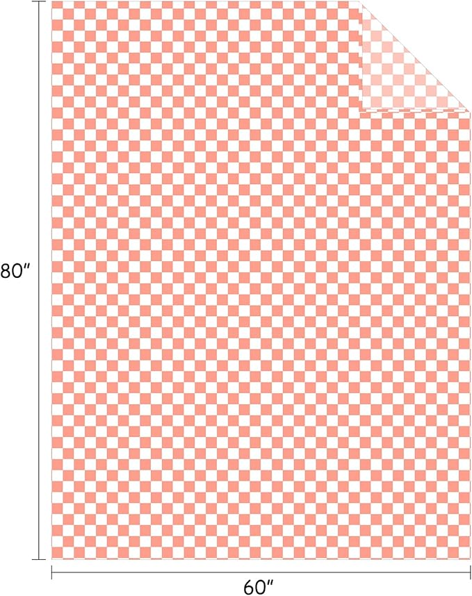 FY FIBER HOUSE Checkered Flannel Fleece Throw Blanket Soft Cozy Checkerboard Grid Print Chessboard Gingham Pattern Blankets for Bed Couch Sofa, 60"x80", Pink