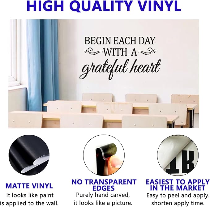Inspirational Family Quotes Wall Stickers: Home Vinyl Art Wall Decals for Living Room Kitchen - Begin Each Day 21" X 11"