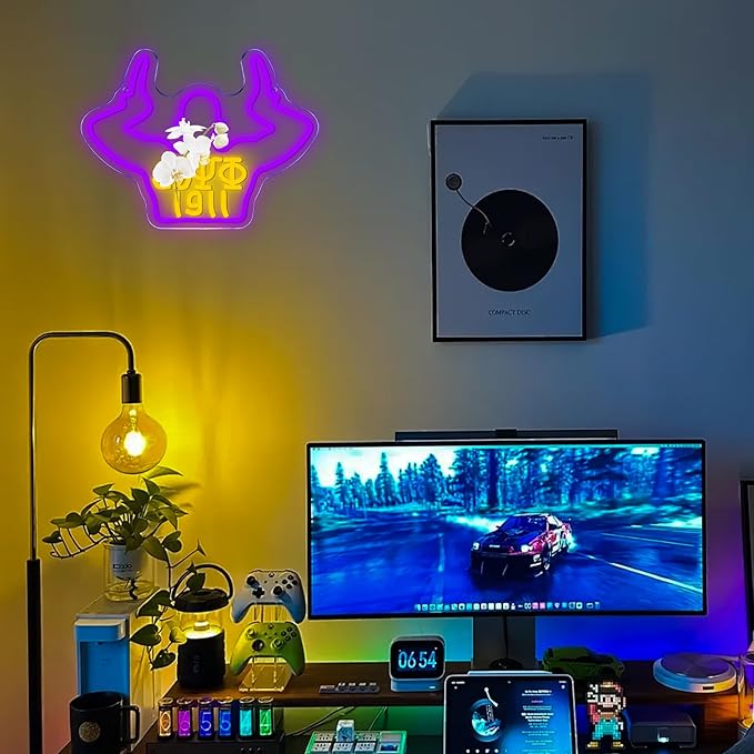 Omega Neon Light Sign Dimmable LED Greek Gesture Shape Retro Math Letter Psi Phi Neon Light, Party Bar Game Room Cinema Living Room Decor Festive Omega Birthday Holiday Gifts(15.7 * 11.8in)