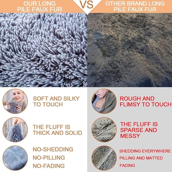 YUSOKI Long Faux Fur Twin Size Blanket,2 Layers,3.4lb for Bed Couch Home Décor Gifts Men (Grey,60" x 80")