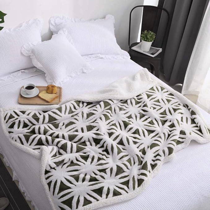 LOMAO Sherpa Fleece Blanket Easter Gifts for Mom Cozy Soft Throw Blanket for Women Men Dual Sided Couch Sofa Bed Blanket (Dark Olive, 60''x80'')
