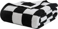 bearberry Fuzzy Checkerboard Grid Throw Blanket Soft Cozy Warm Microfiber Bed Blanket Decor for Couch Sofa Bed Travel Home (Black, 60''x80'')