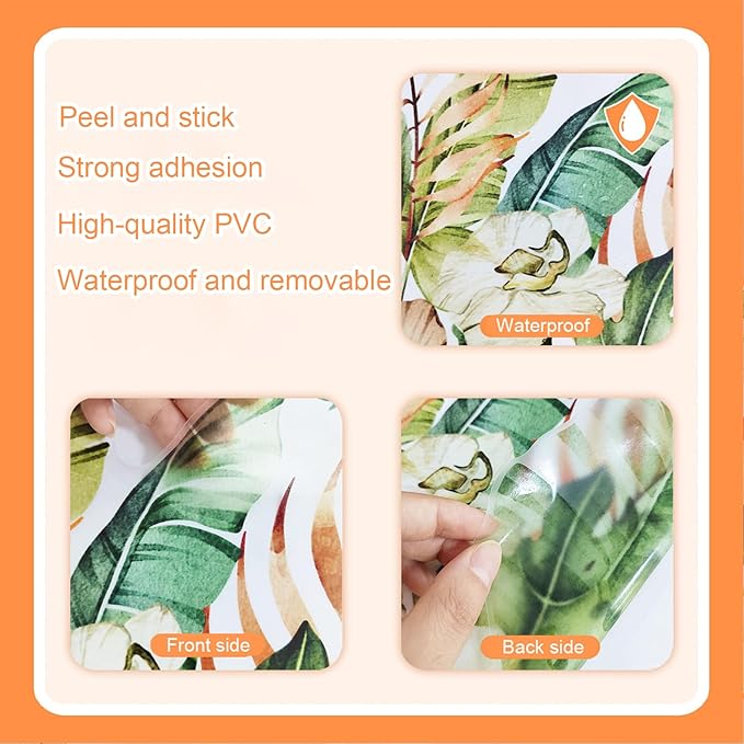 TUOKING Plant Turtle Dorsal Leaves Wall Stickers 2 Sheet Removable Wall Murals Peel and Stick Wall Art Decal Home Decor for Kitchen,Bedroom,Living Room(MS8732)