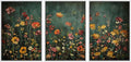 MUDECOR Framed Wall Art Print Set Vintage Wildflower Meadow with Colorful Blooms Illustrations Modern Art Boho Decorative Colorful Chic for Living Room, Bedroom, Office - 24"x36"x3 White