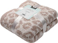 bearberry Fuzzy Leopard Knitted Throw Blanket Soft Cozy Warm Microfiber Blanket for Couch Sofa Bed Travel (Stone/Cream, 51"x70")