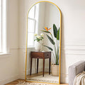 NEWBULIG Arched Full Length Mirror 24"x 65" for Bedroom, Full Body Mirror with Stand, Hanging or Leaning for Wall, Aluminum Alloy Thin Frame Floor Standing for Living Room, Long, Gold