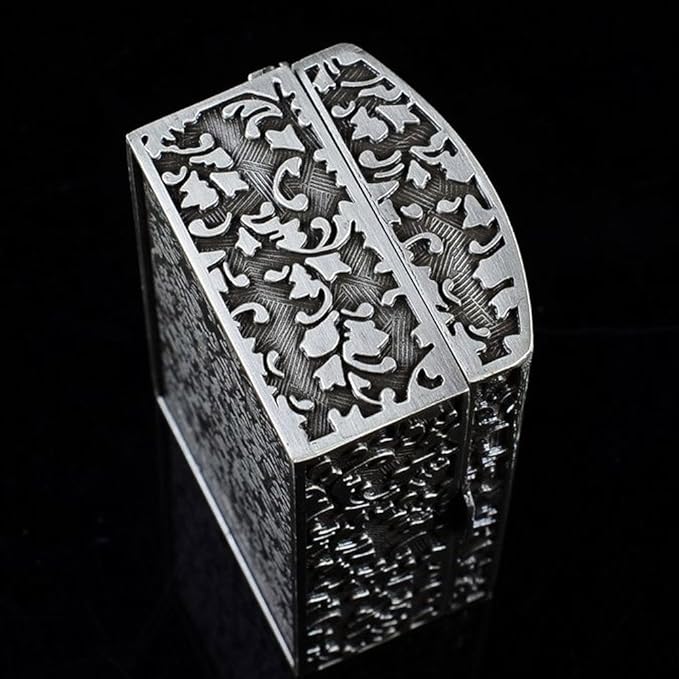 Vintage Metal Jewelry Box Small Trinket Storage Organizer Box Chest Ring Case for Girls Women, Tin Color, Small