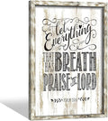 Inspirational Bible Verses Wall Art: Wooden Christian Signs Framed Print Decor Religious Scripture Artwork Psalm 150-6 Lord Quotes Picture for Bedroom Living Room Home