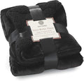 Genteele Sherpa Throw Blanket Super Soft Reversible Ultra Luxurious Plush Blanket, 40 x 50 inches, Black/Black