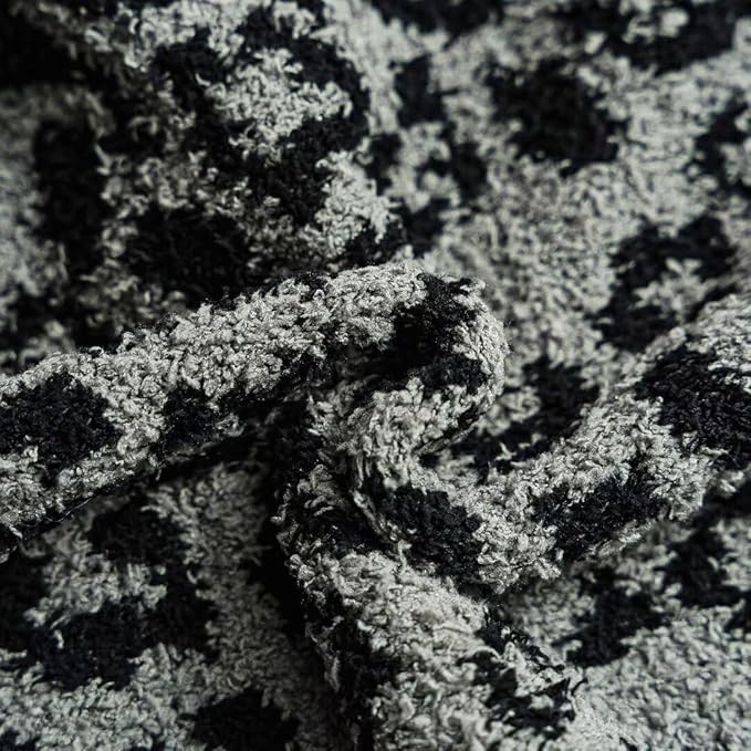 Ultra Soft Leopard Throw Blanket, Cozy Warm Reversiable Luxury Fluffy Blanket Throw Cheetah Blanket Leopard Pattern Throw for Couch Bed Sofa, 51x63 inches, Black Grey