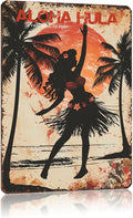 snowsun Girl Aloha Hula Vintage Metal Tin Sign Aluminum Metal Signs Retro Metal Sign Bar Cafe Room 8X12 Inches