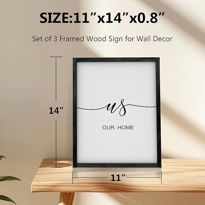 Heiple This is Us Wall Decor 11"x14" Framed Wooden Wall Sign for Home Decor Farmhouse Vintage Rustic Living Room Minimalist Family Wall Art (Black)