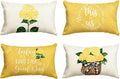 AVOIN colorlife Yellow Hydrangea Summer Throw Pillow Covers, 12 x 20 Inch Today is A Good Day Dark Yellow Cushion Case Decoration for Sofa Couch Set of 4
