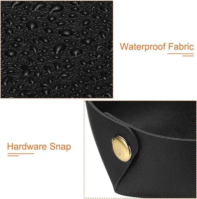 uxcell 2 Pcs Valet Tray for Women and Men, PU Leather Jewelry Tray Entryway Table Bedside Nightstand Catchall Storage Organizer for Jewelry Key Coin Watch Wallet (2 Size, Black)