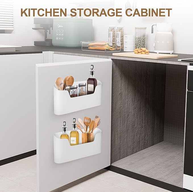 Under Sink Organizer & Wall Mount Storage Box, Multi-Use Cabinet Door Holder for Kitchen, Office, Bedside