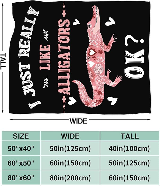 Crocodile Blanket for Girls Women Boys Men Adults Kids Soft Cozy Fleece Reptiles Alligator Throw Blankets Gifts Warm Flannel Plush Lightweight Decor for Couch Bed Sofa 50"X40"