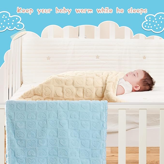 4 Pcs Baby Blankets for Boys Soft Toddler Small Blanket for Daycare, Fleece Kid Mini Blanket for Crib Baby Shower, 30 X 40, Blue